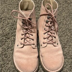 Birkenstock Bryson Lace Up Pink Suede Combat Boots